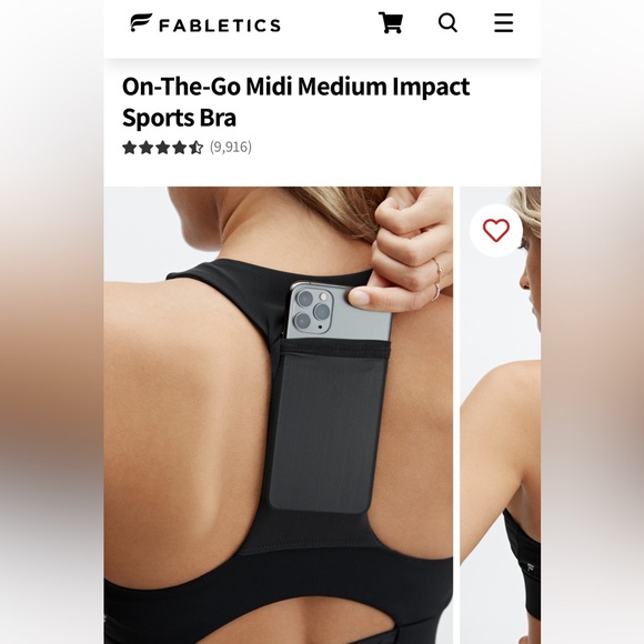 Fabletics Midi Medium Impact Sports Bra w/ Pocket - Size: L - Picture 2 of 3